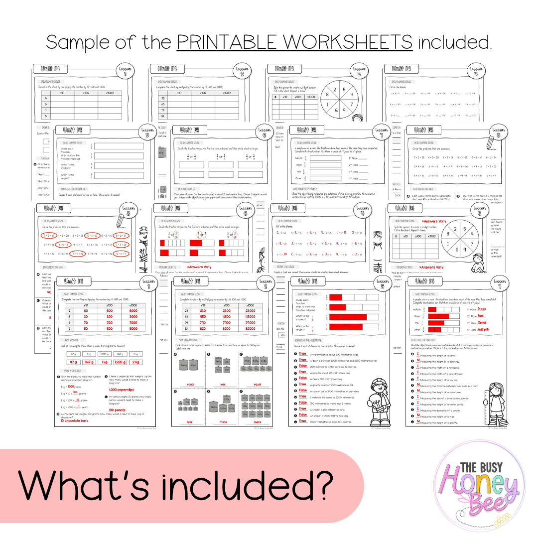 Stage 2 Year A NSW Maths Worksheets Unit 14