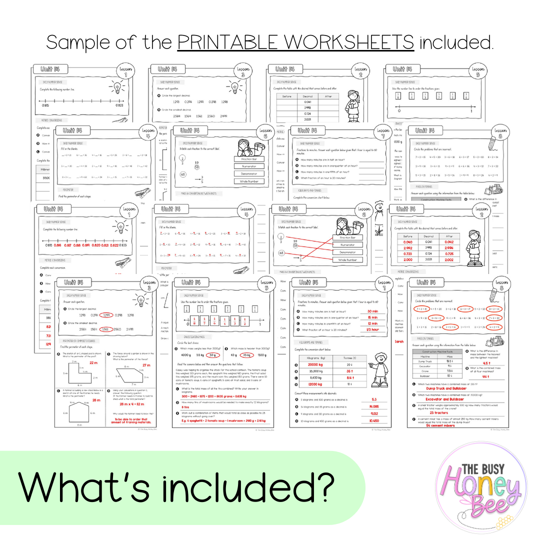 Stage 3 Year A NSW Maths Worksheets Unit 14