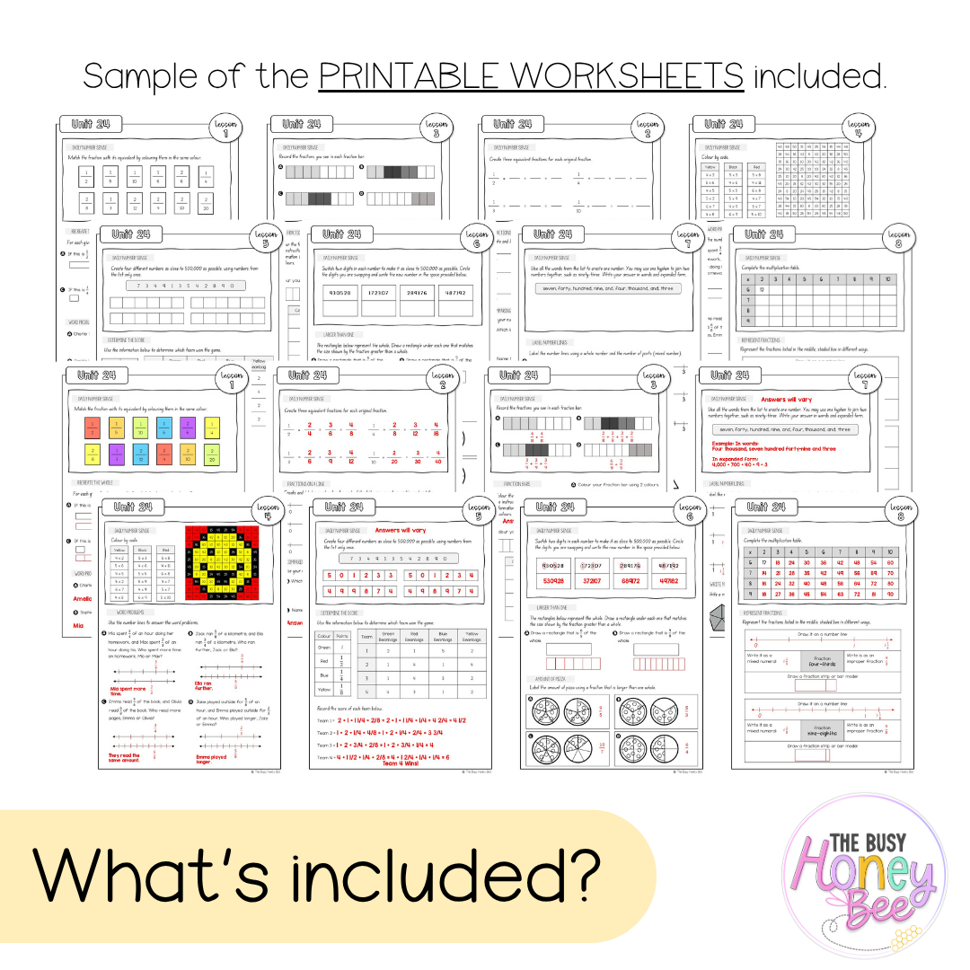 Stage 2 Year B NSW Maths Worksheets Unit 24