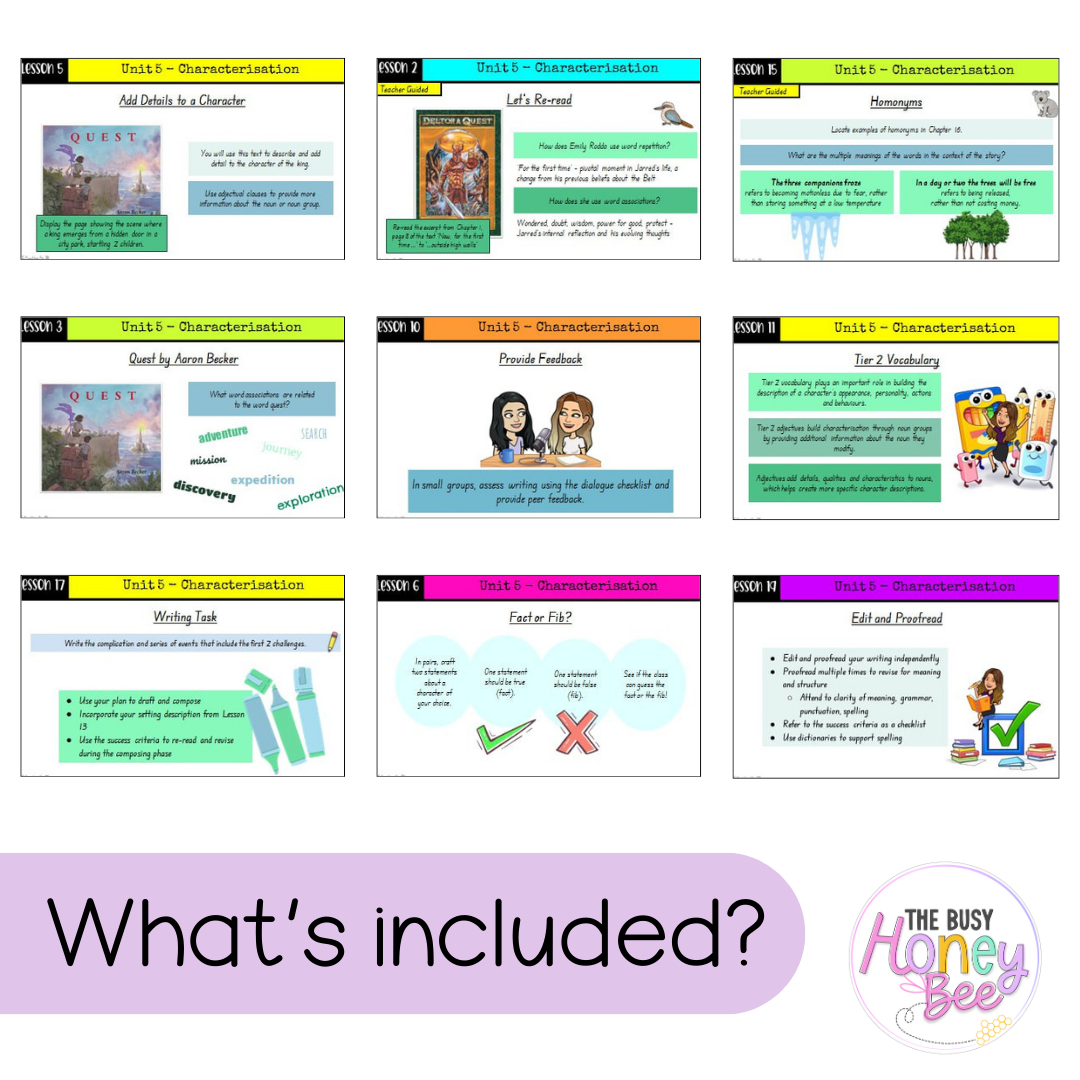 Multi Age 3-6 Year A Unit 5 NSW Characterization English Teaching Slides