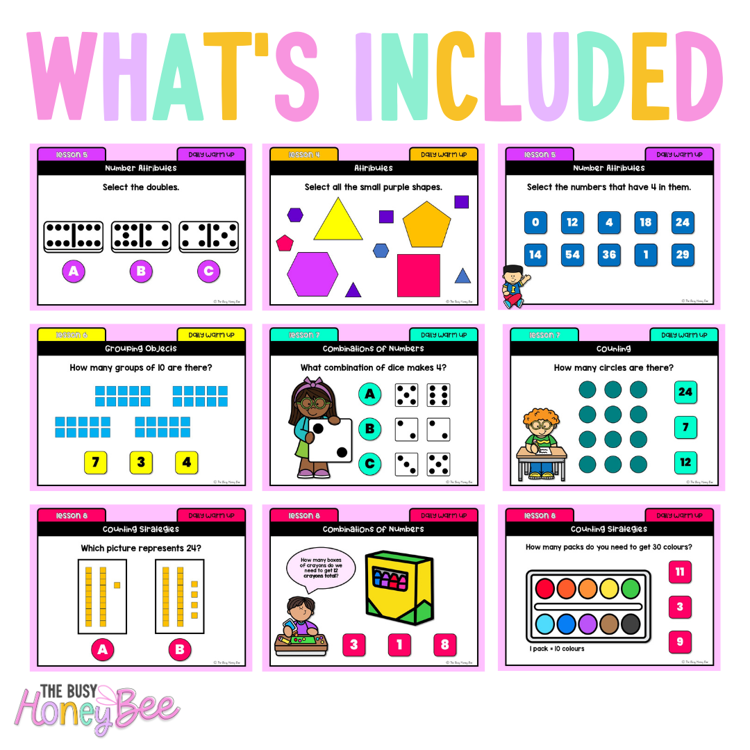 Stage 1 Year A Maths Daily Warm Up Term 1 Mega Bundle