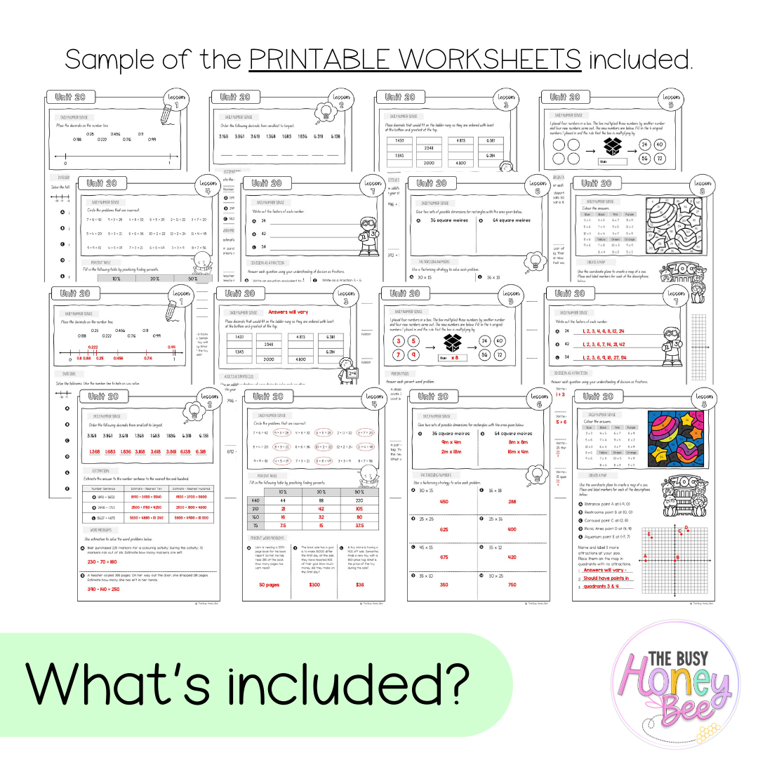 Stage 3 Year A NSW Maths Worksheets Unit 20
