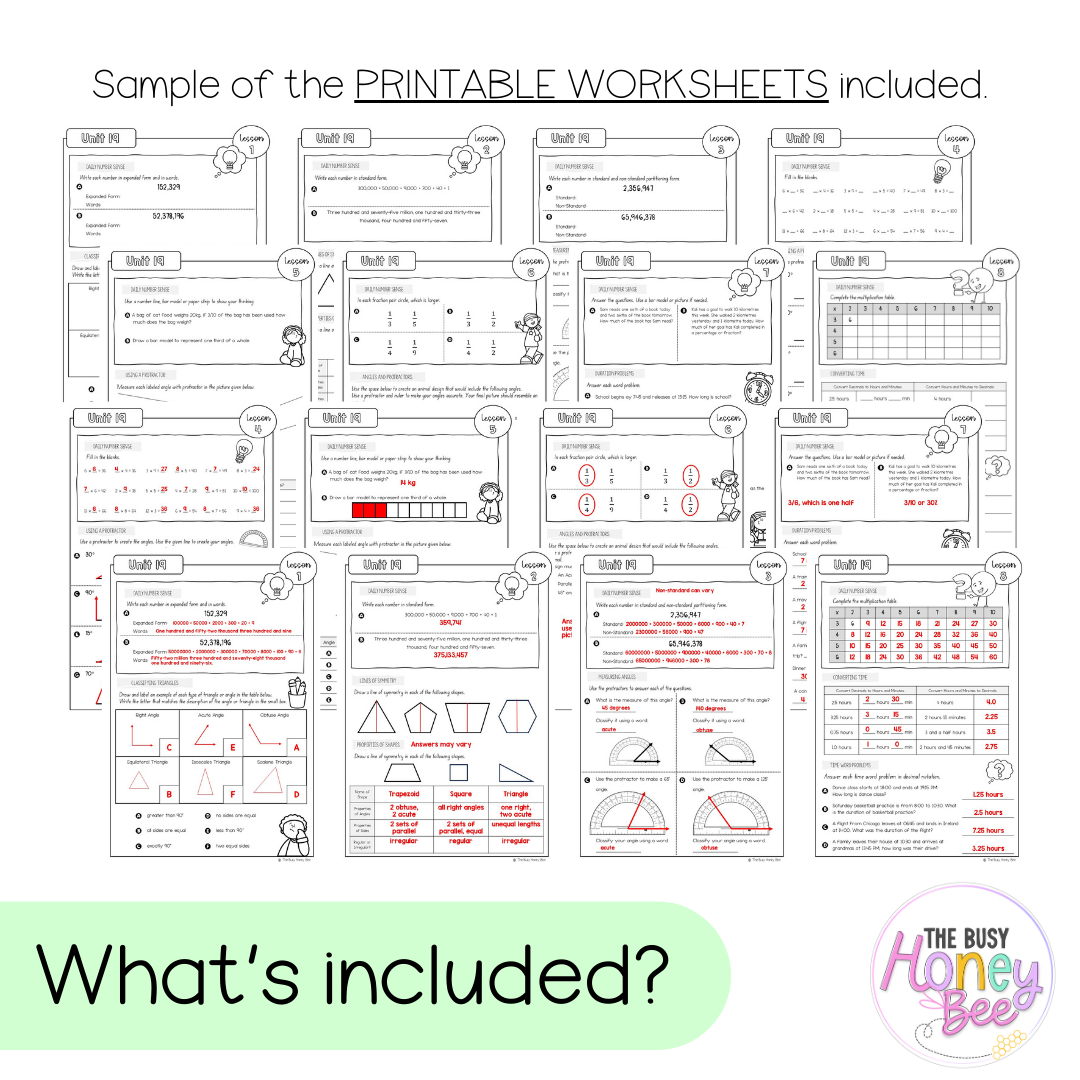 Stage 3 Year A NSW Maths Worksheets Unit 19
