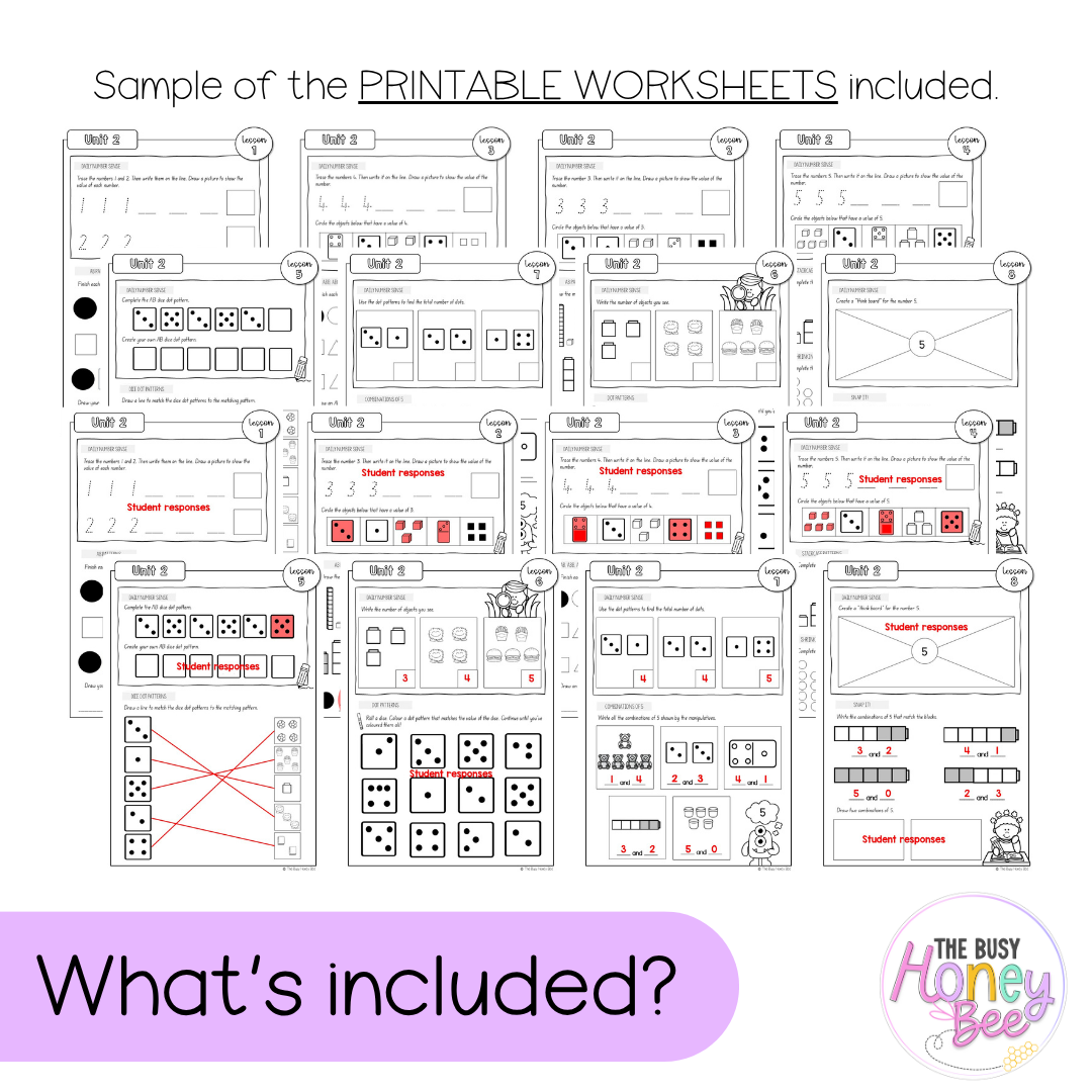 Early Stage 1 NSW Maths Worksheets Unit 2