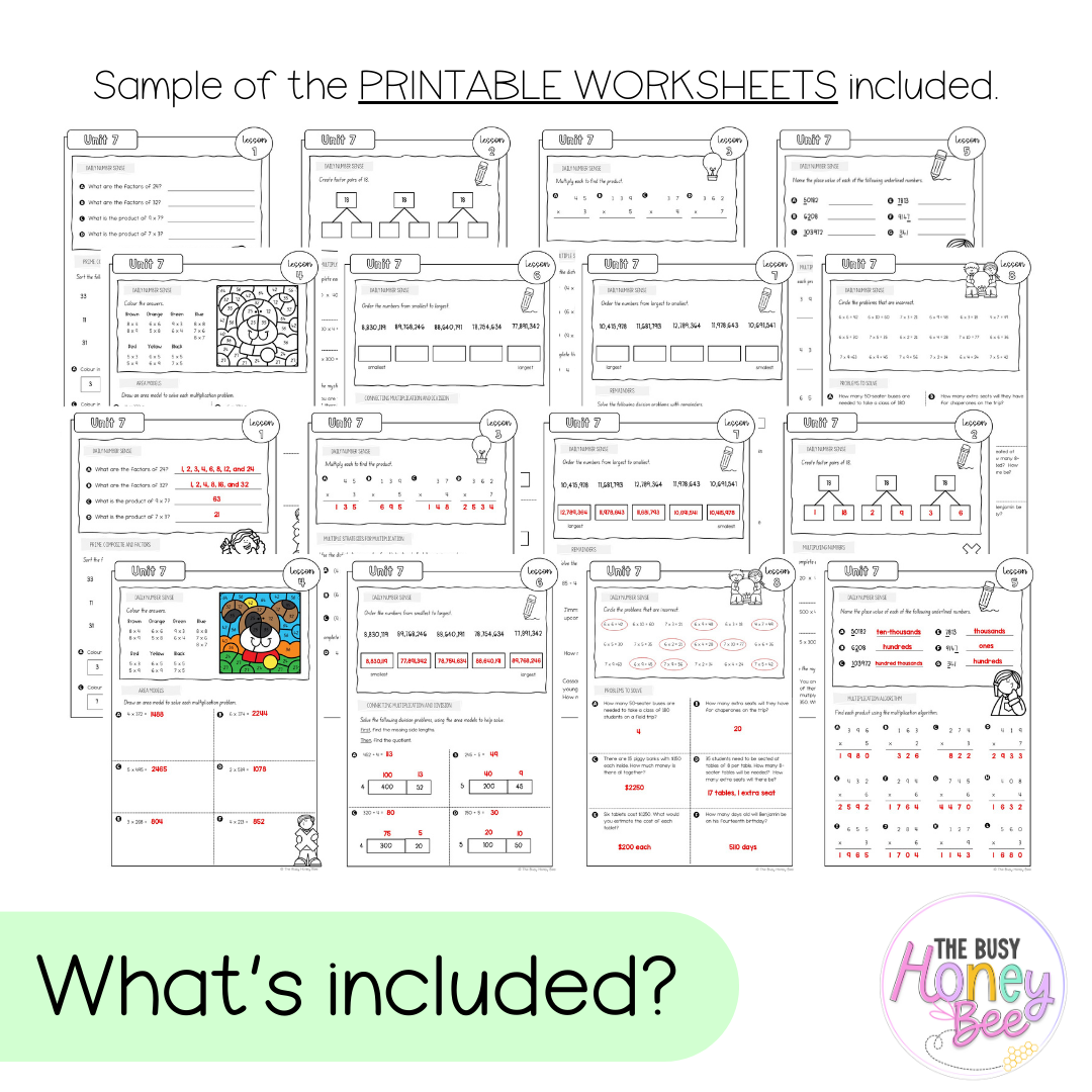 Stage 3 Year A NSW Maths Worksheets Unit 7