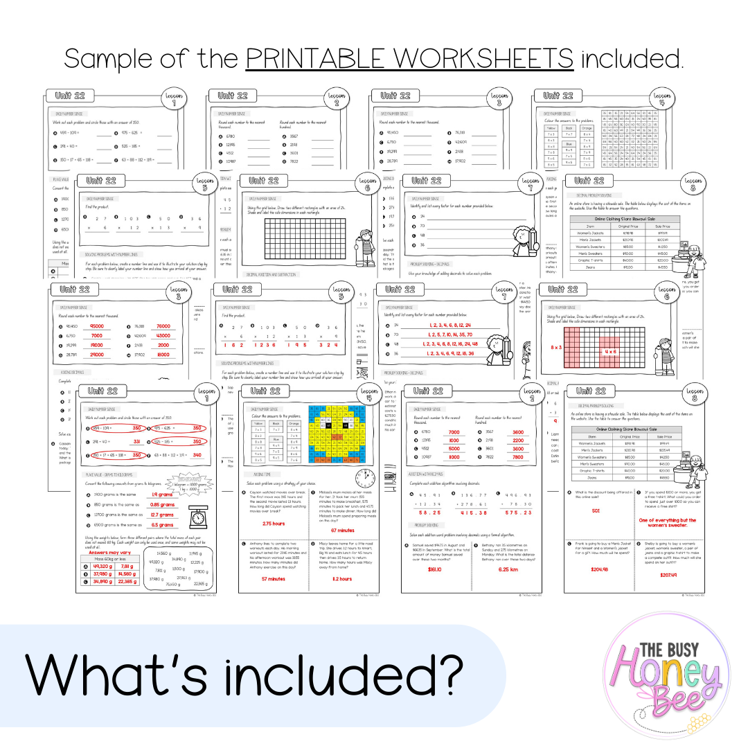 Stage 3 Year B NSW Maths Worksheets Unit 22