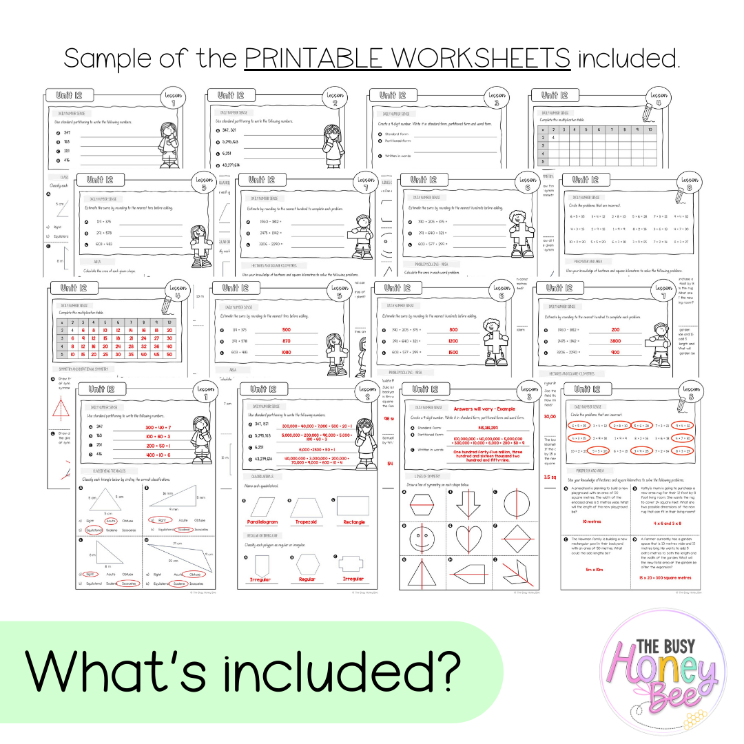 Stage 3 Year A NSW Maths Worksheets Unit 12