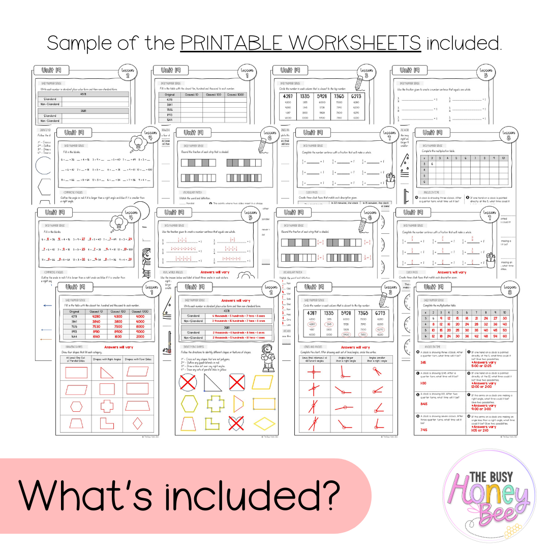 Stage 2 Year A NSW Maths Worksheets Unit 19
