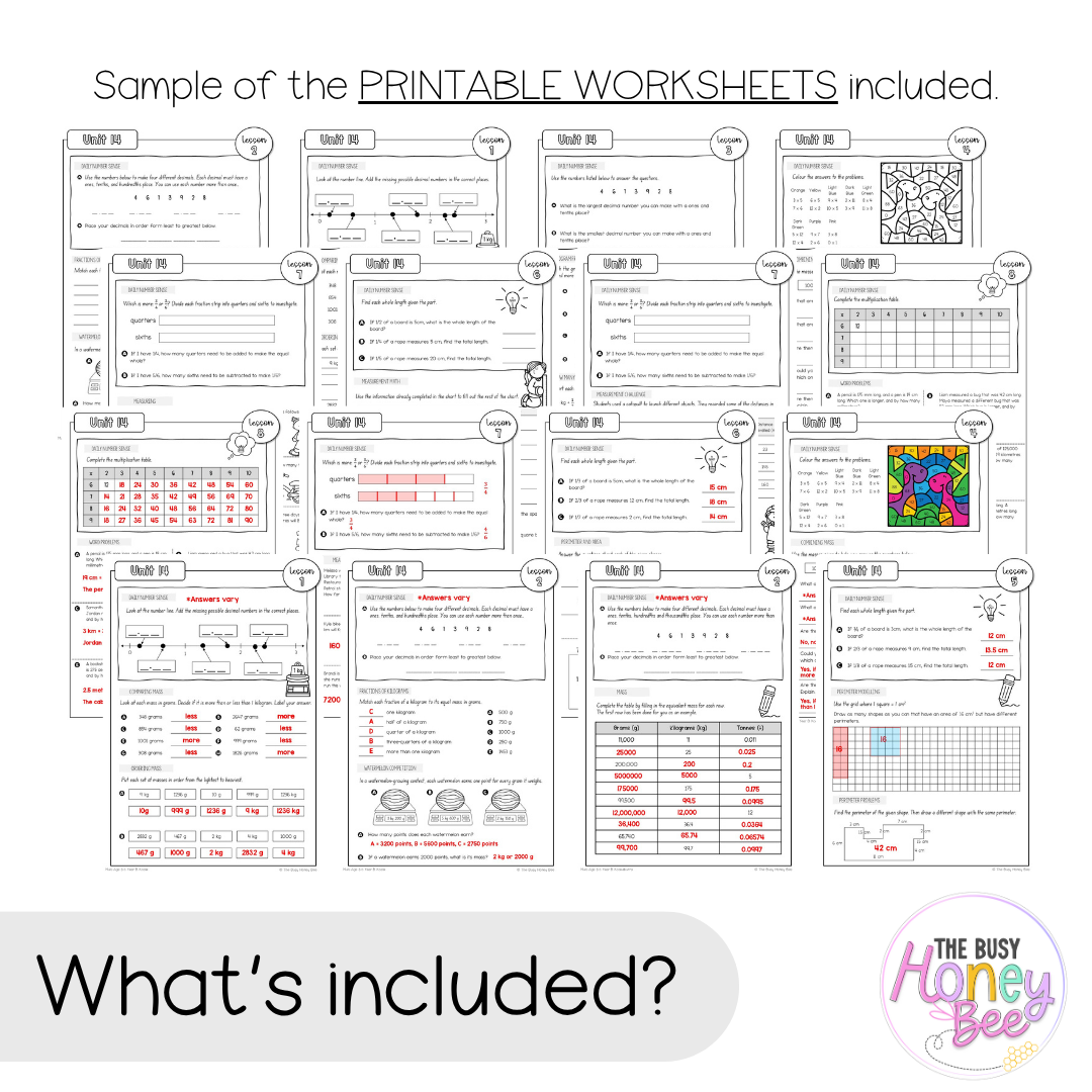 Multi Age 3-6 Year B NSW Maths Worksheets Unit 14
