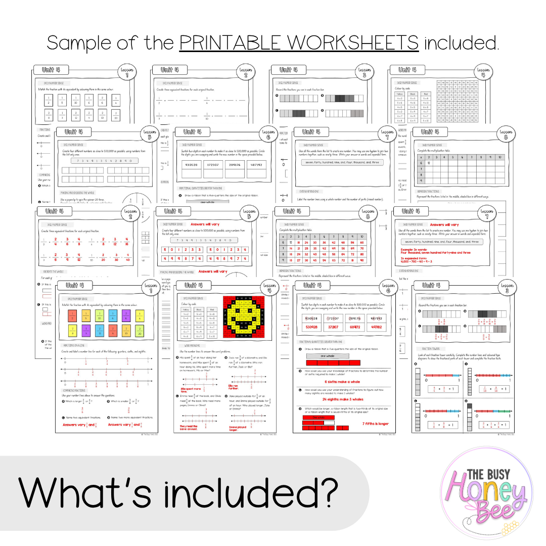 Multi Age 3-6 Year B NSW Maths Worksheets Unit 4