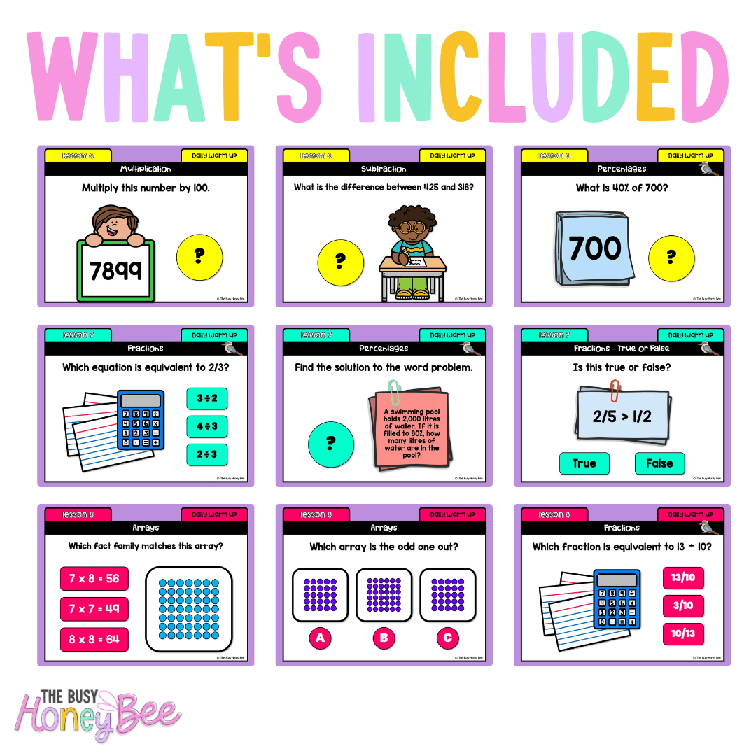 Multi Age 3-6 Year A Australian | NSW Math Daily Review | Warm-Up Unit 20
