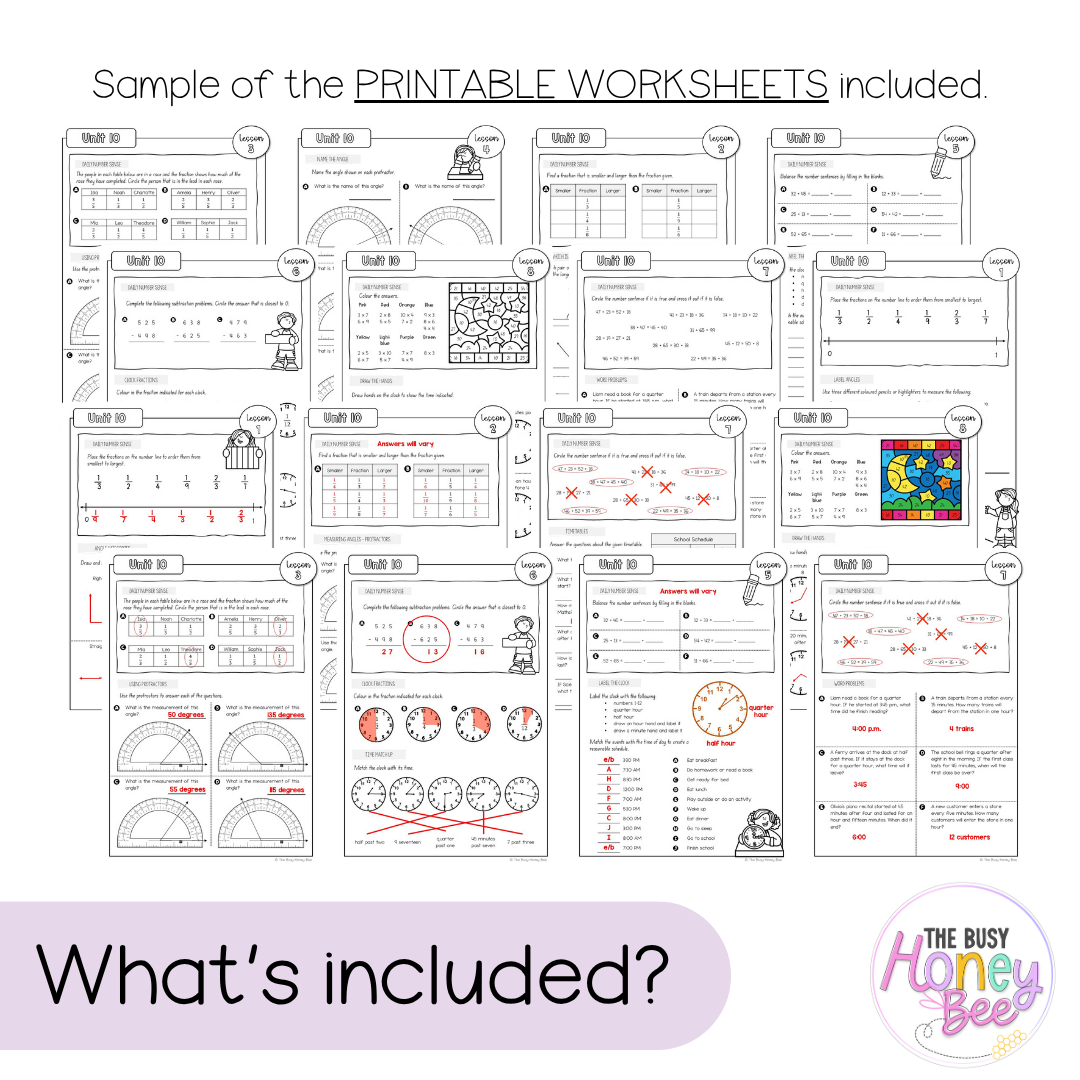 Multi Age 3-6 Year A NSW Maths Worksheets Unit 10