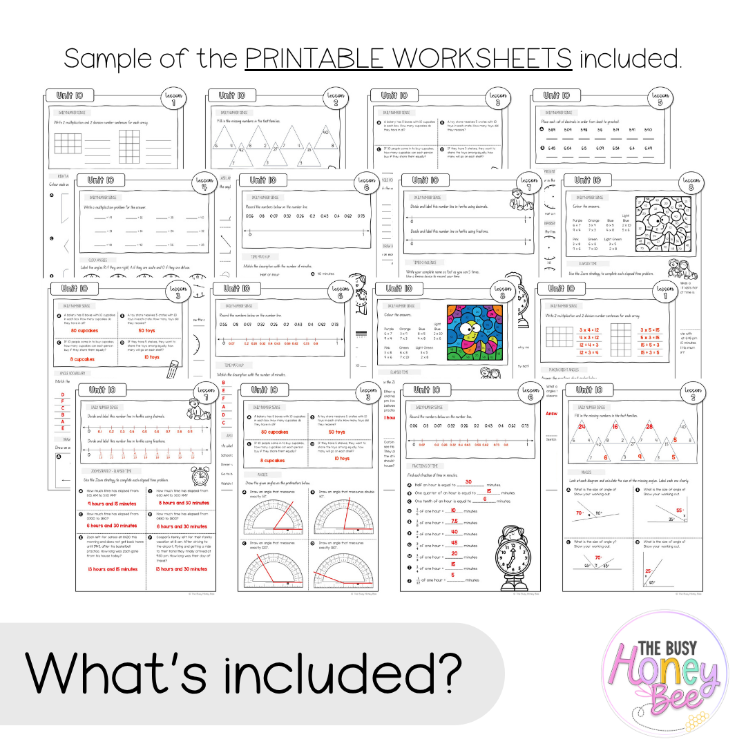 Multi Age 3-6 Year B NSW Maths Worksheets Unit 10