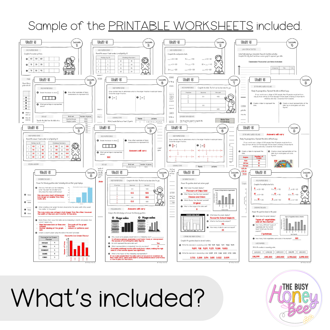Multi Age 3-6 Year B NSW Maths Worksheets Unit 5
