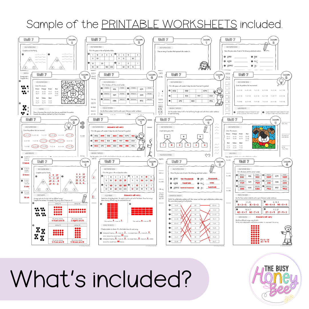 Multi Age 3-6 Year A NSW Maths Worksheets Unit 7