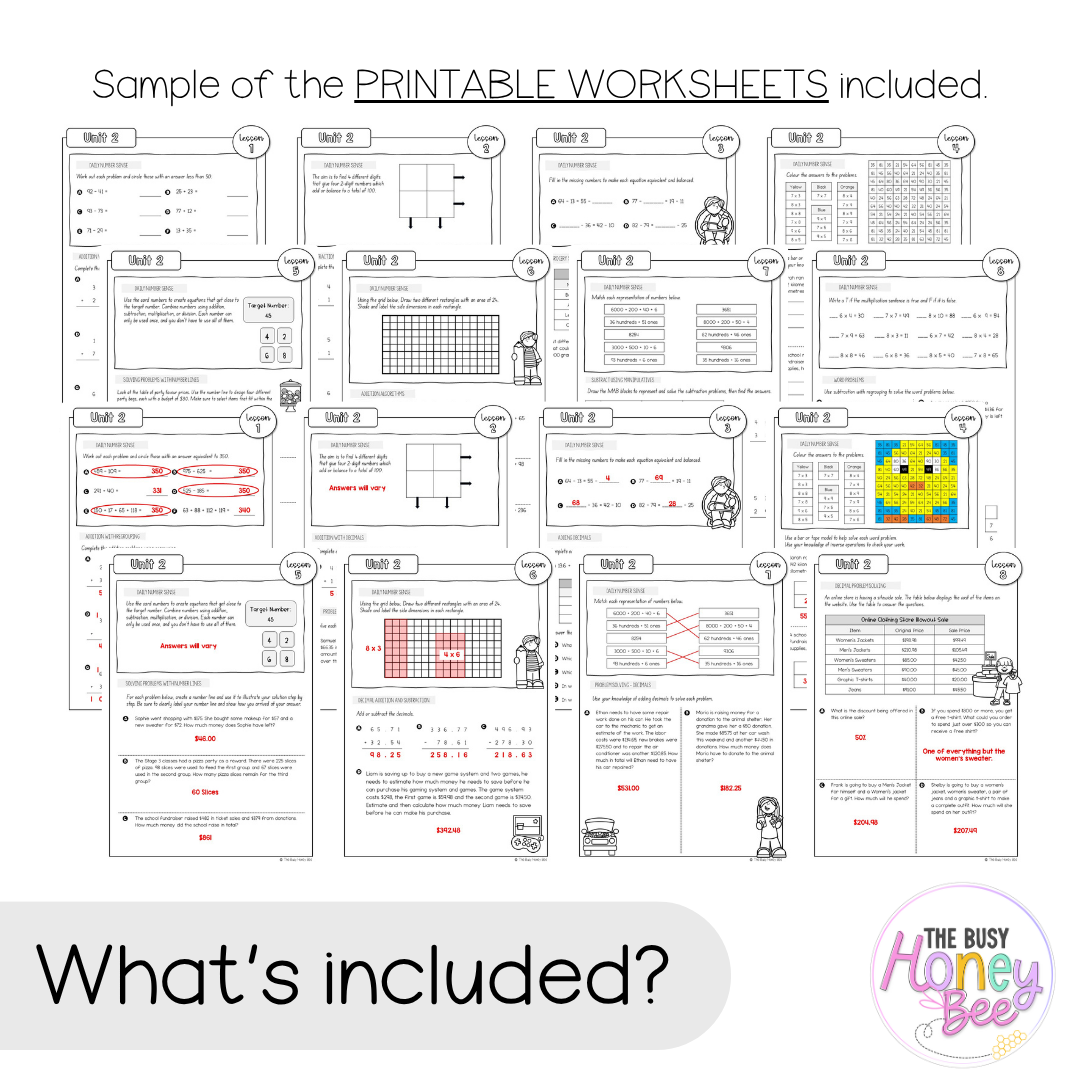 Multi Age 3-6 Year B NSW Maths Worksheets Unit 2