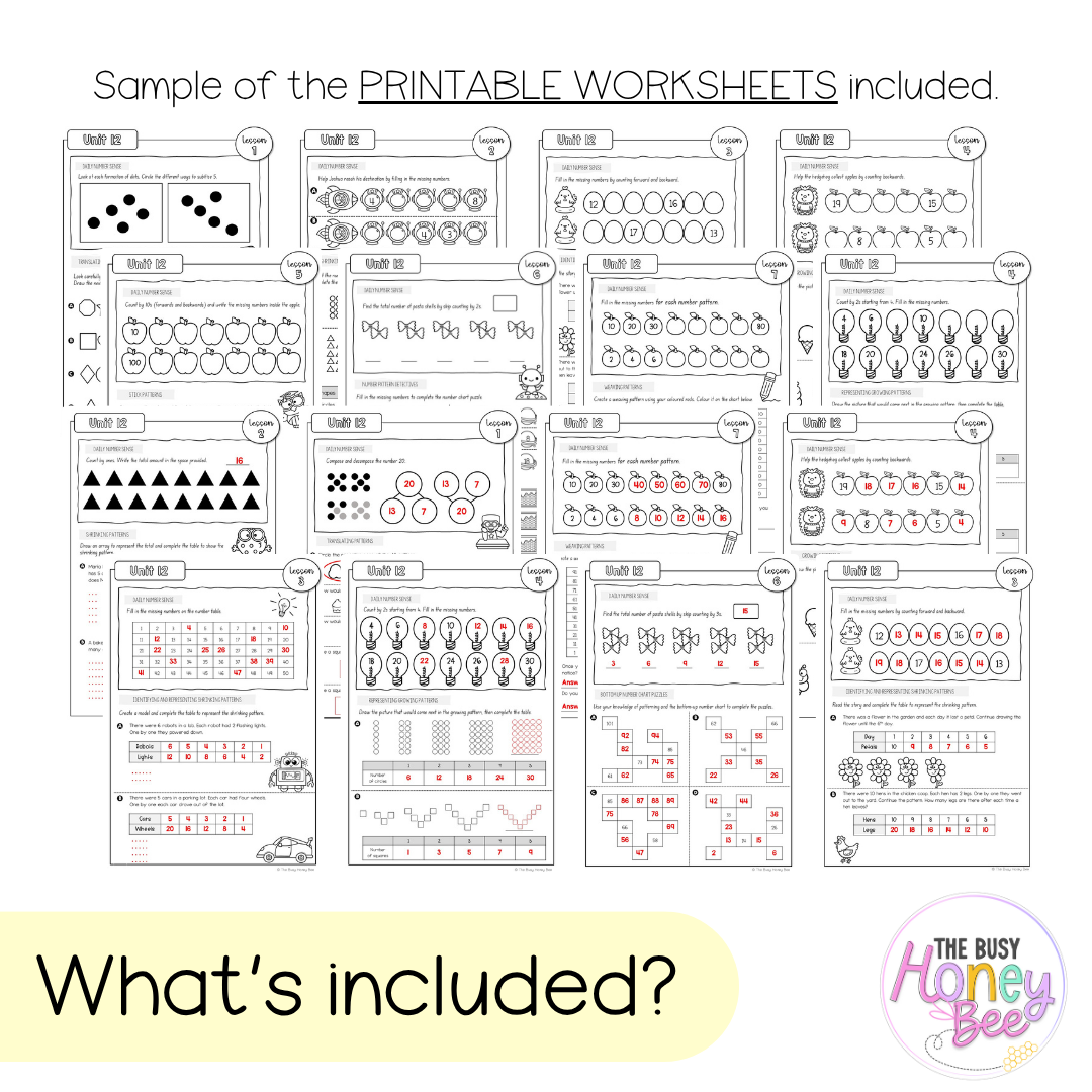 Multi Age K-2 Year A NSW Maths Worksheets Unit 12