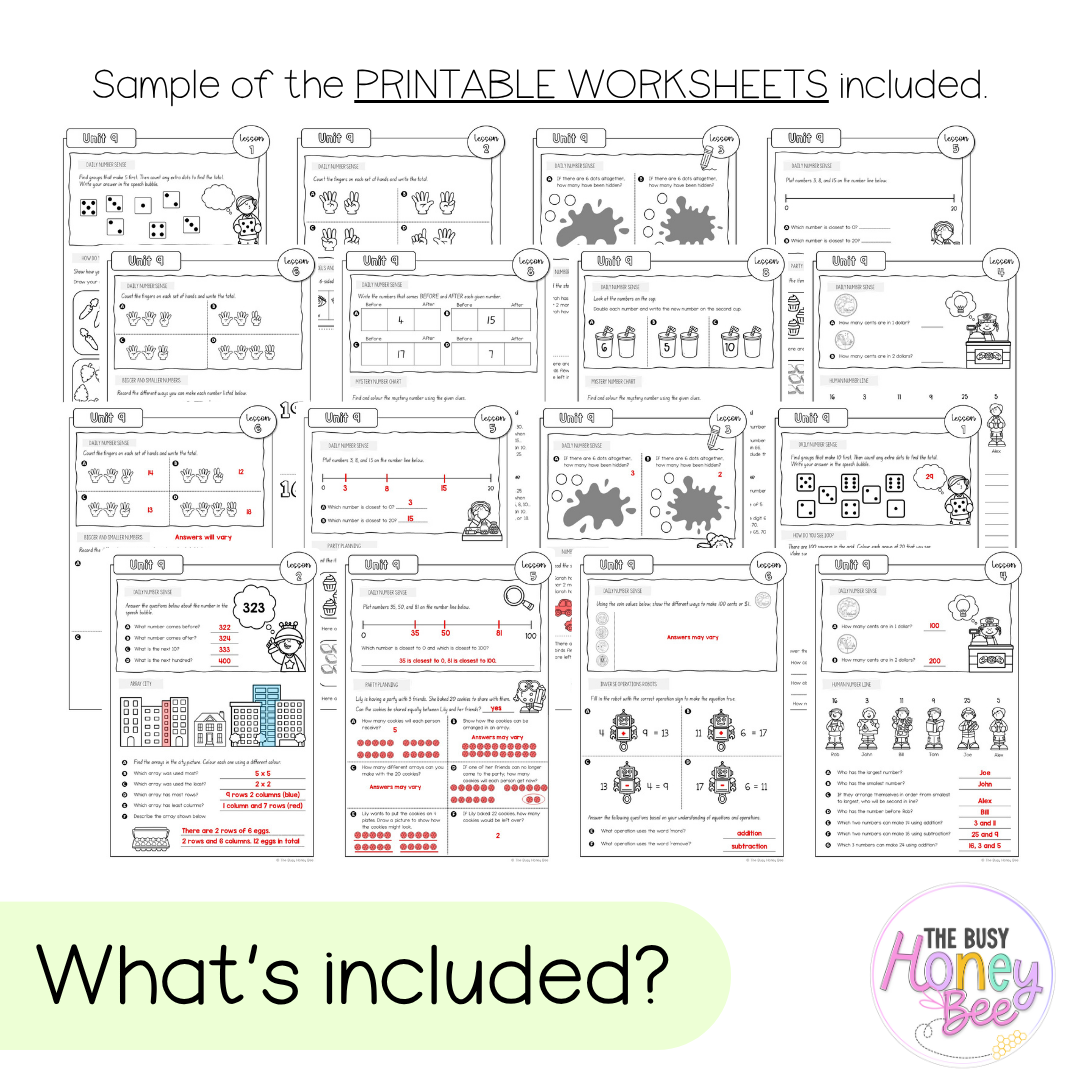 Multi Age K-2 Year B NSW Maths Worksheets Unit 9