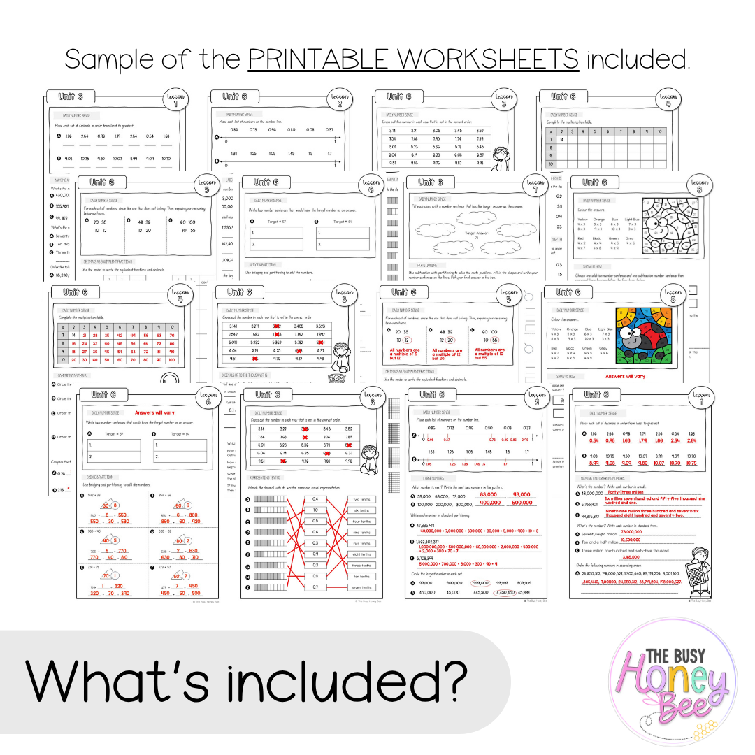 Multi Age 3-6 Year B NSW Maths Worksheets Unit 6
