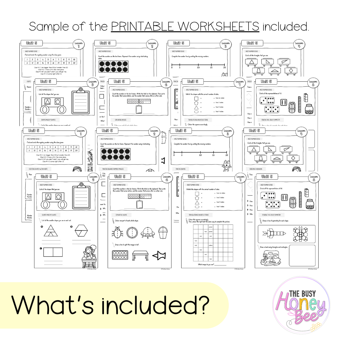 Multi Age K-2 Year A NSW Maths Worksheets Unit 5