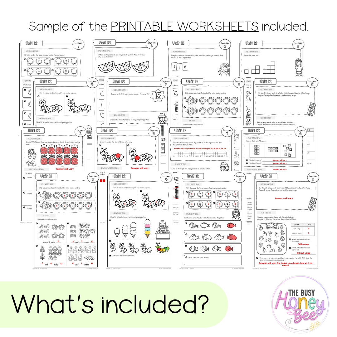 Multi Age K-2 Year B NSW Maths Worksheets Unit 12
