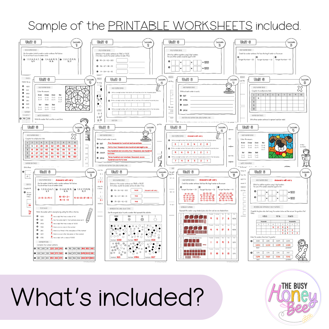 Multi Age 3-6 Year A NSW Maths Worksheets Unit 6