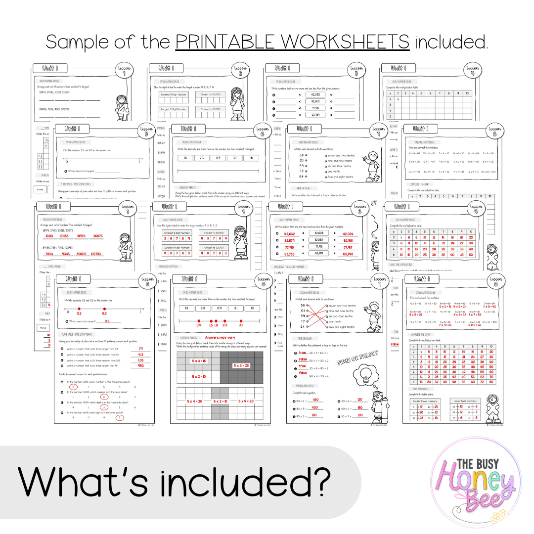 Multi Age 3-6 Year B NSW Maths Worksheets Unit 1