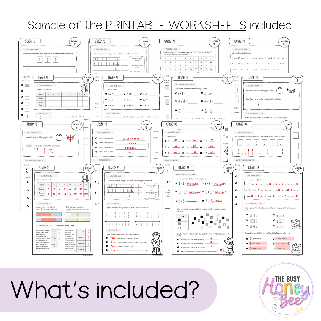 Multi Age 3-6 Year A NSW Maths Worksheets Unit 4