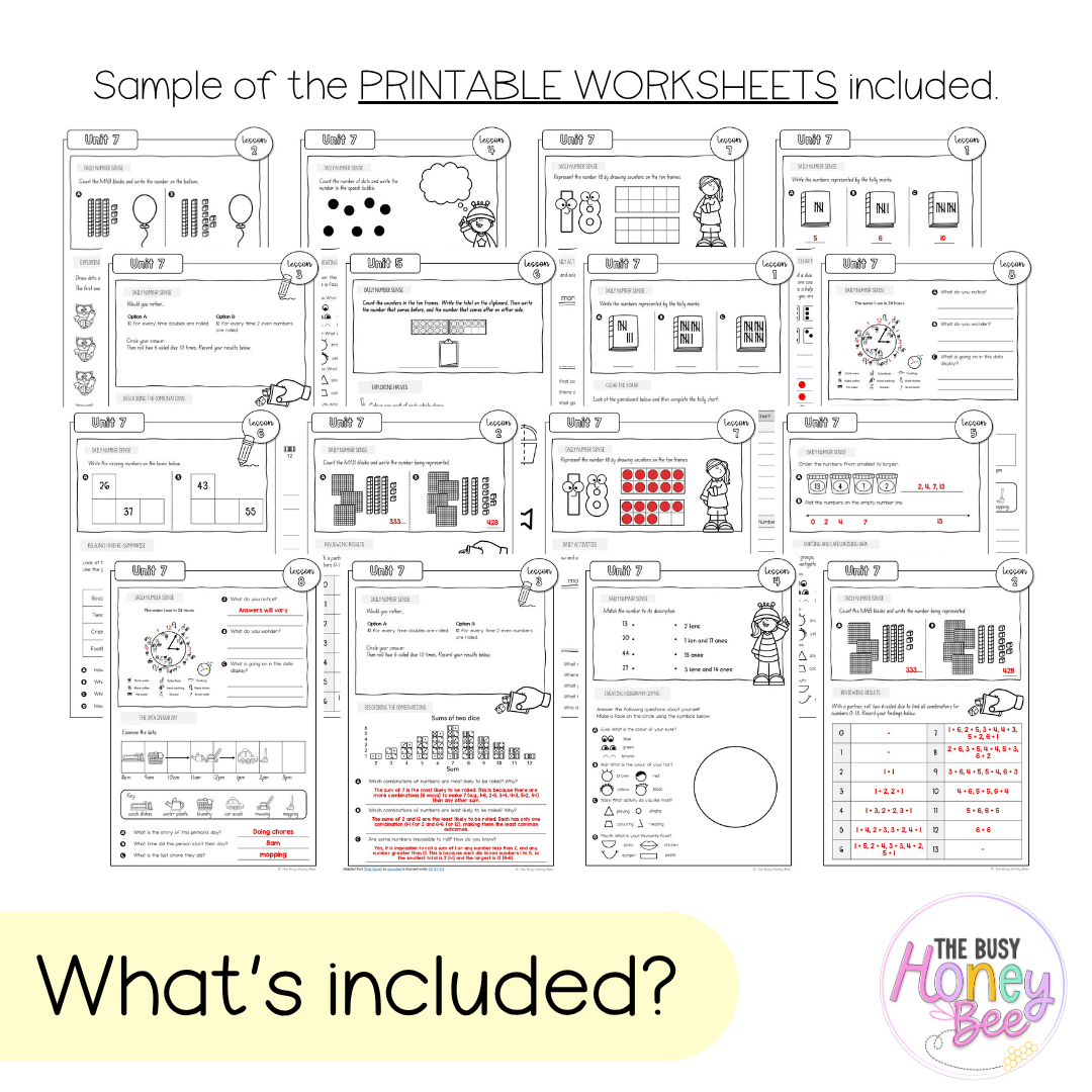 Multi Age K-2 Year A NSW Maths Worksheets Unit 7