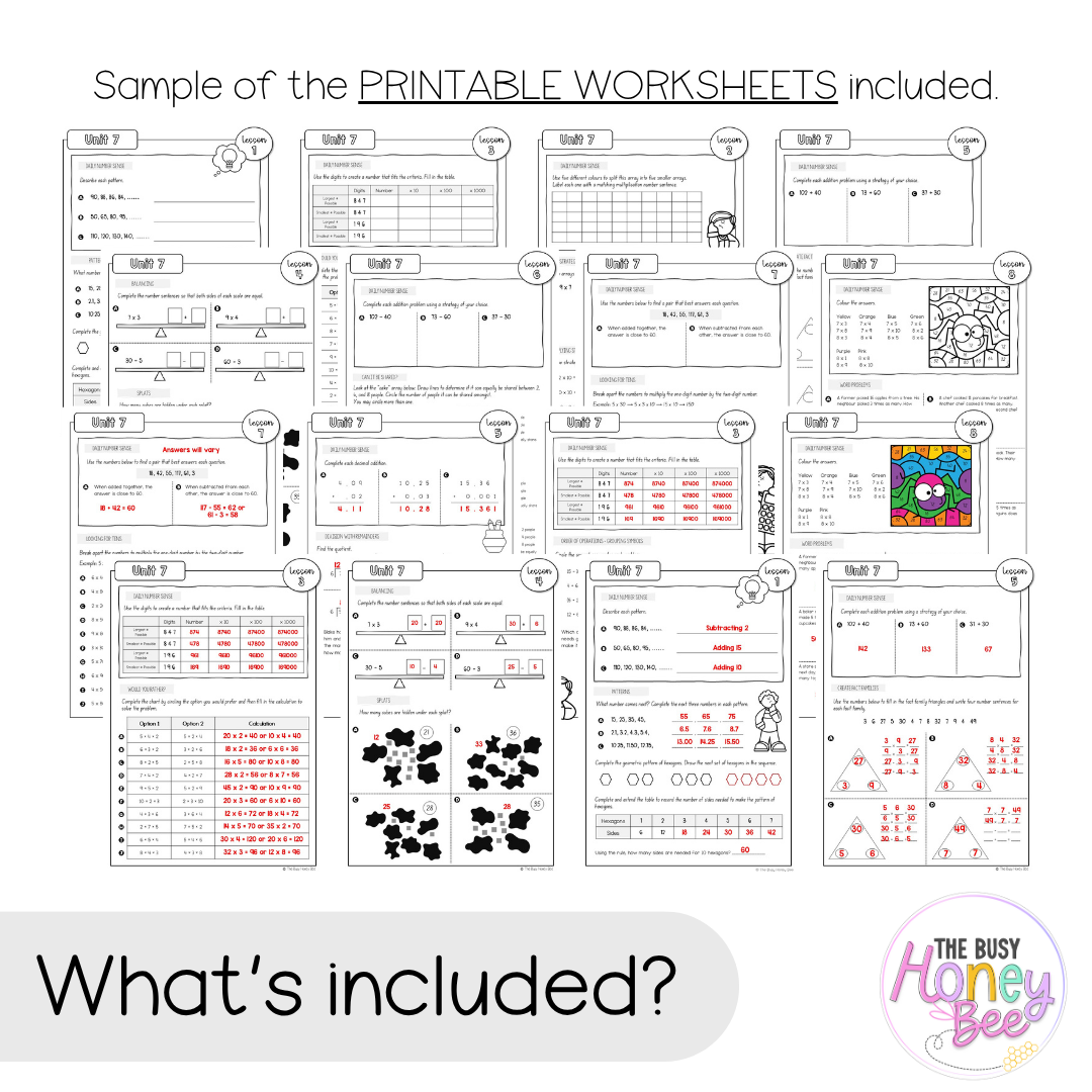 Multi Age 3-6 Year B NSW Maths Worksheets Unit 7