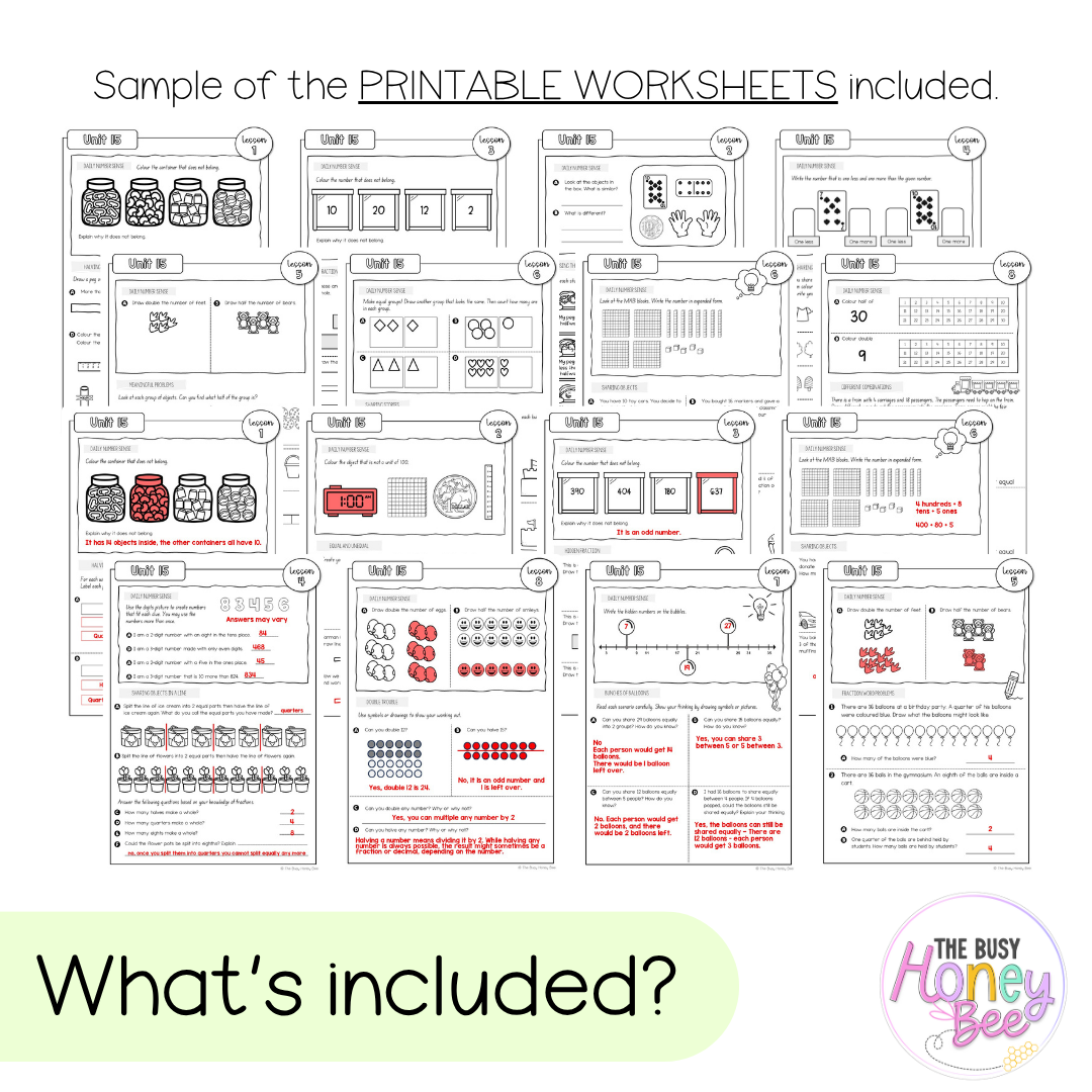 Multi Age K-2 Year B NSW Maths Worksheets Unit 15