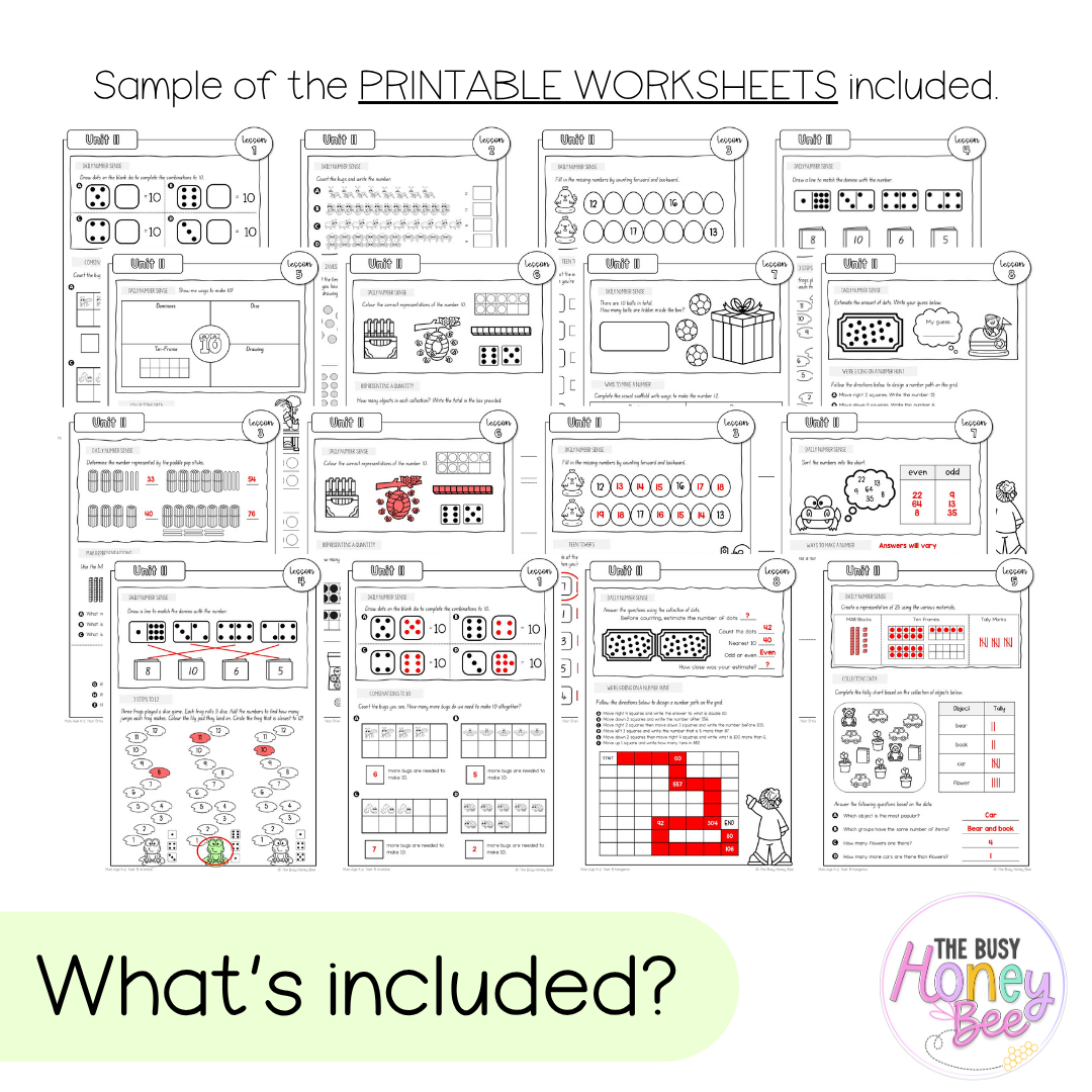 Multi Age K-2 Year B NSW Maths Worksheets Unit 11