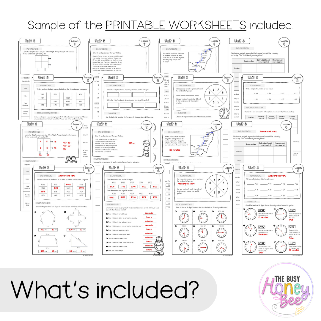 Multi Age 3-6 Year B NSW Maths Worksheets Unit 3
