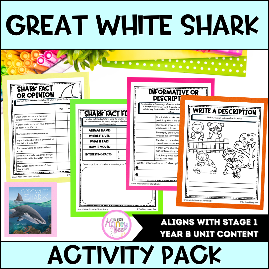 Great White Shark by Claire Saxby Activity Pack