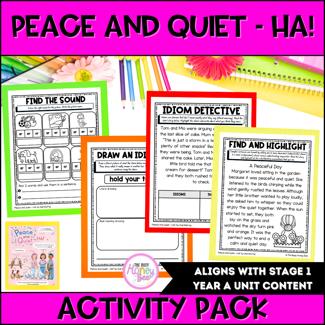 ‘Peace and Quiet – Ha!’ by Sue Murray Activity Pack