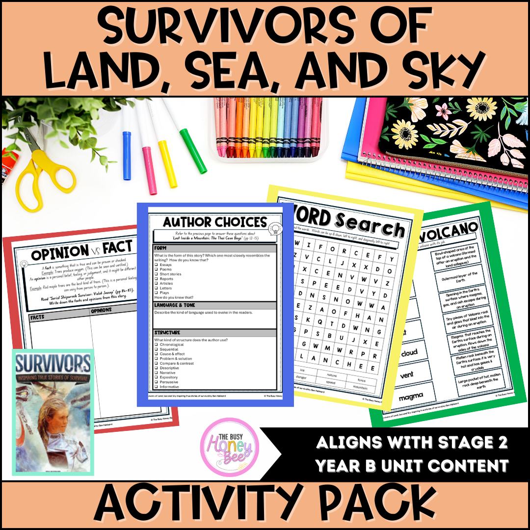 Survivors of Land, Sea and Sky: Inspiring true stories of survival Activity Pack