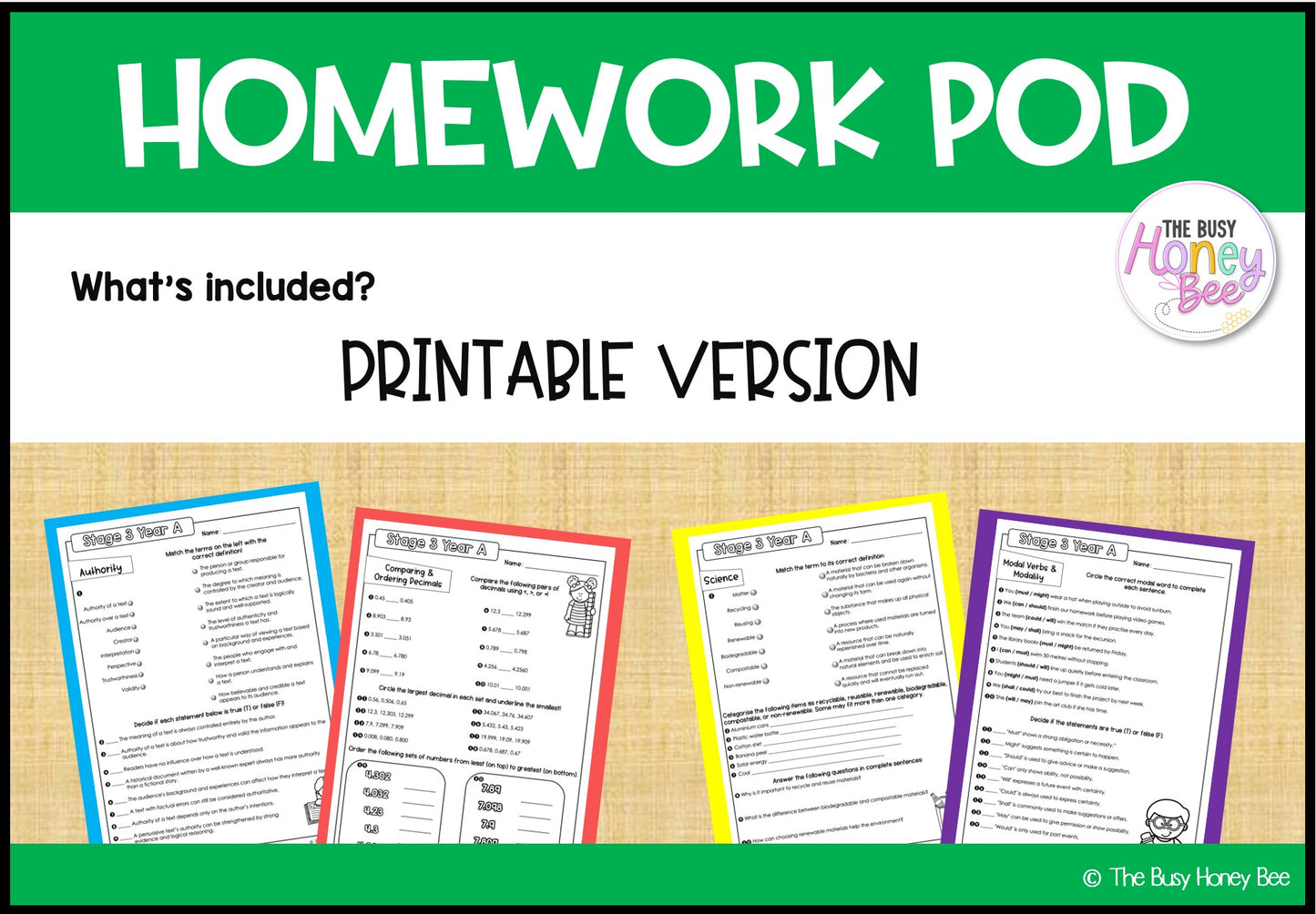 Stage 3 Year A Homework/Learning Pods Term 2 Mega Bundle