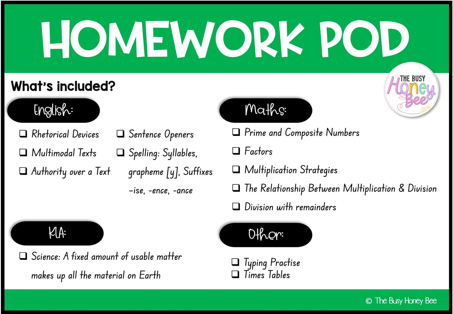 Stage 3 Year A Homework/Learning Pods Term 2 Mega Bundle