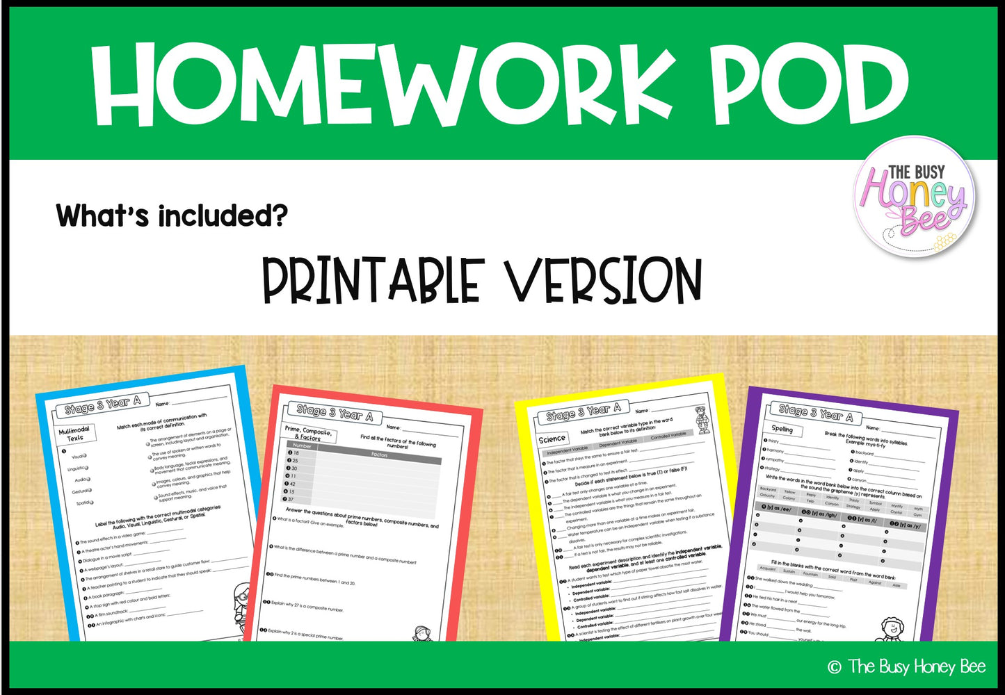 Stage 3 Year A Homework/Learning Pods Term 2 Mega Bundle