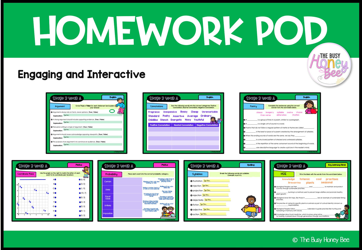 Stage 3 Year A Homework/Learning Pods Term 2 Mega Bundle