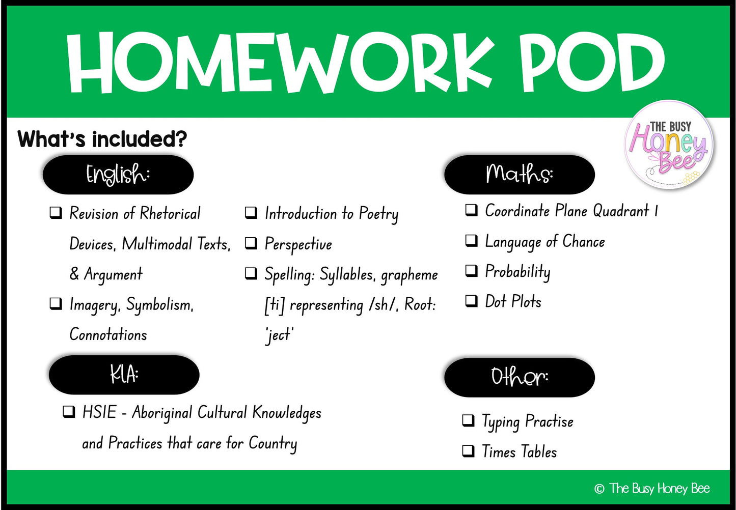 Stage 3 Year A Homework/Learning Pods Term 2 Mega Bundle