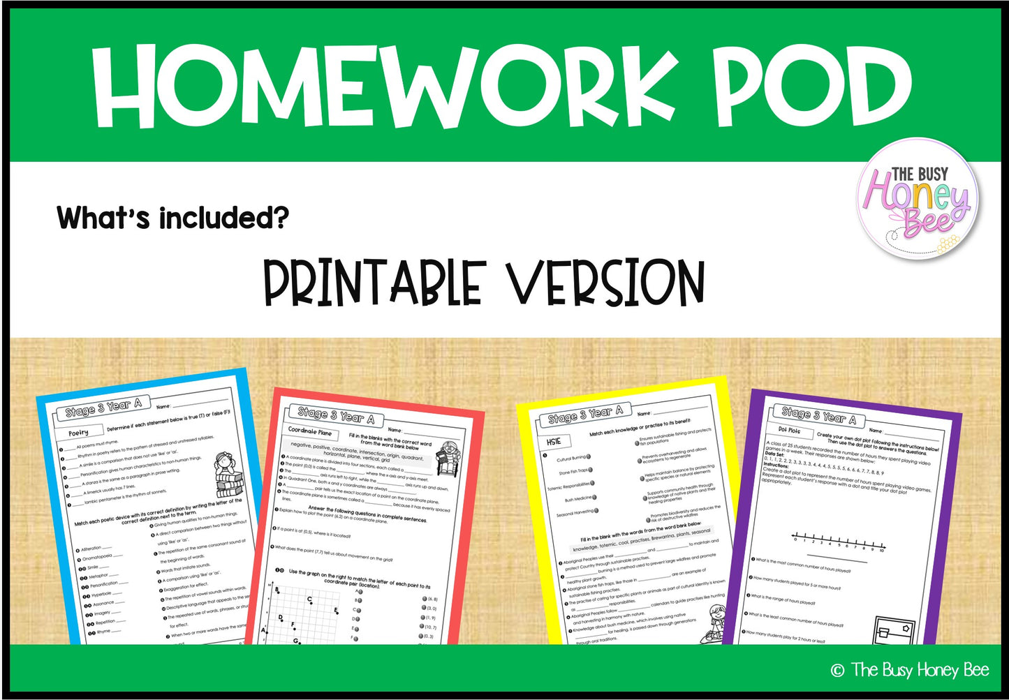 Stage 3 Year A Homework/Learning Pods Term 2 Mega Bundle