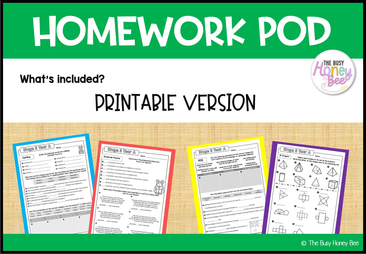 Stage 3 Year A Homework/Learning Pods Term 2 Mega Bundle