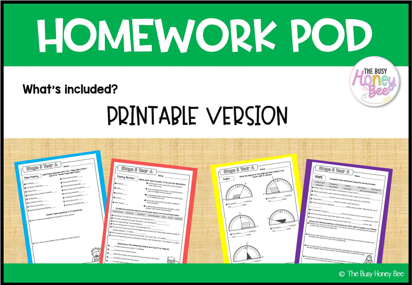 Stage 3 Year A Homework/Learning Pods Term 2 Mega Bundle