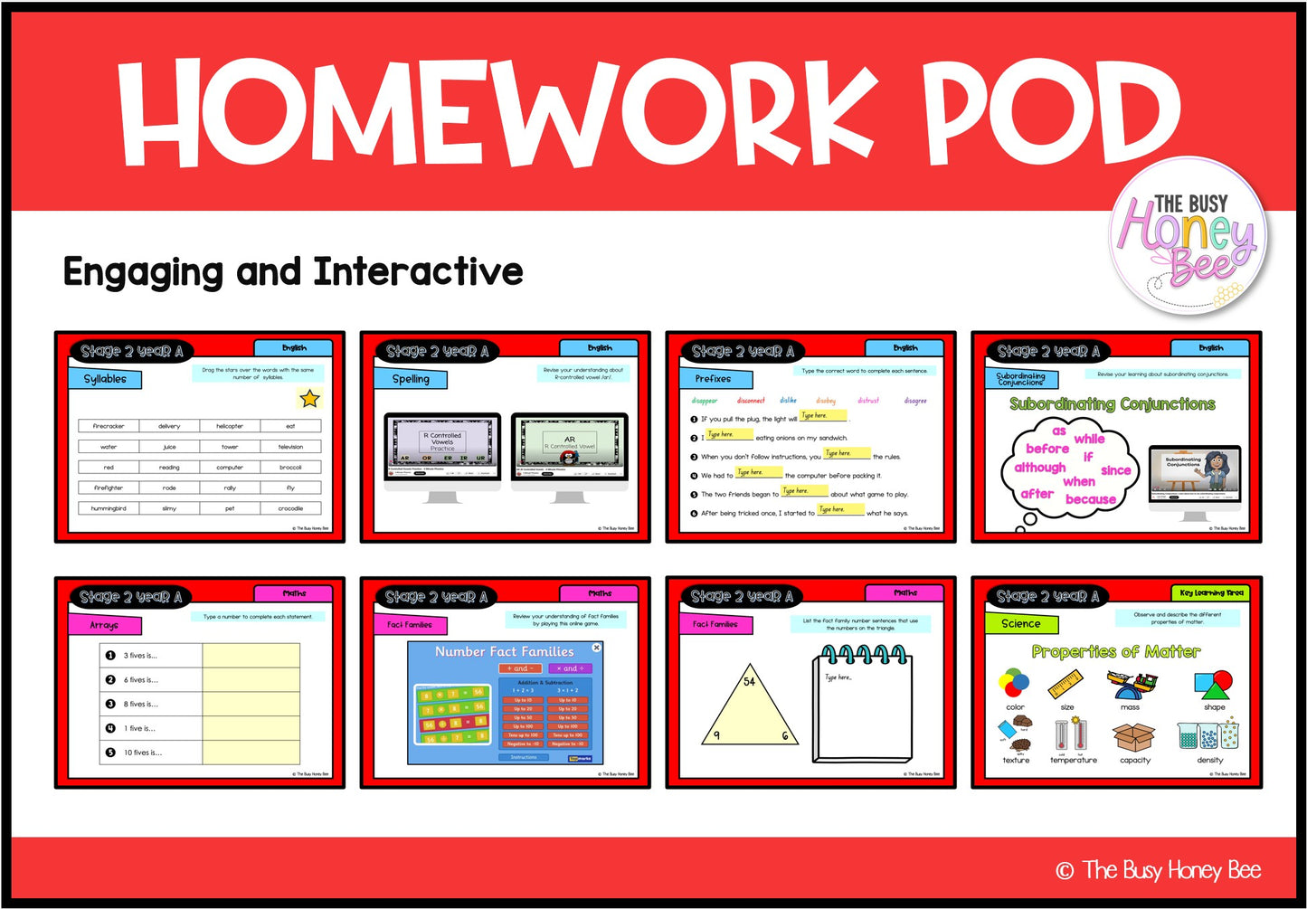 Stage 2 Year A Homework/Learning Pods Term 2 Mega Bundle