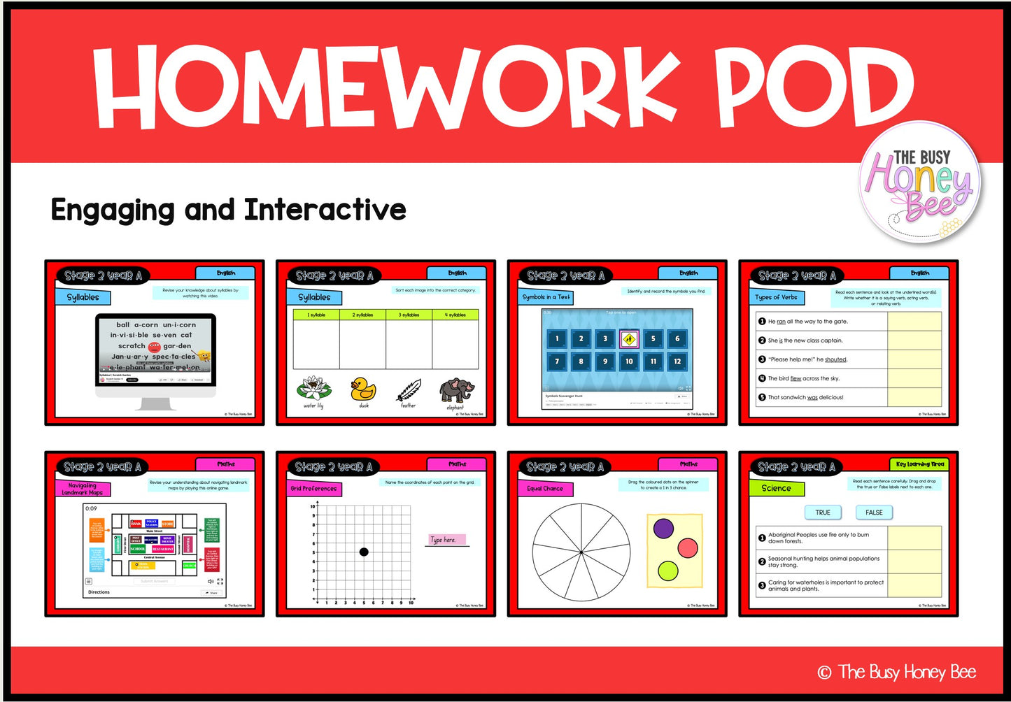 Stage 2 Year A Homework/Learning Pods Term 2 Mega Bundle