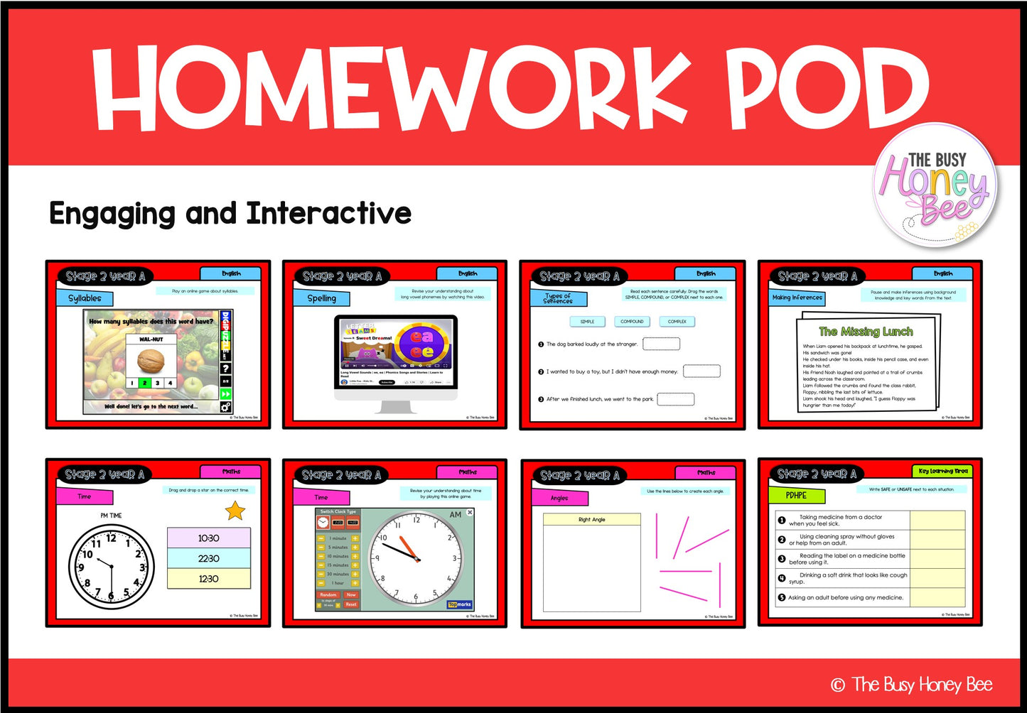 Stage 2 Year A Homework/Learning Pods Term 2 Mega Bundle