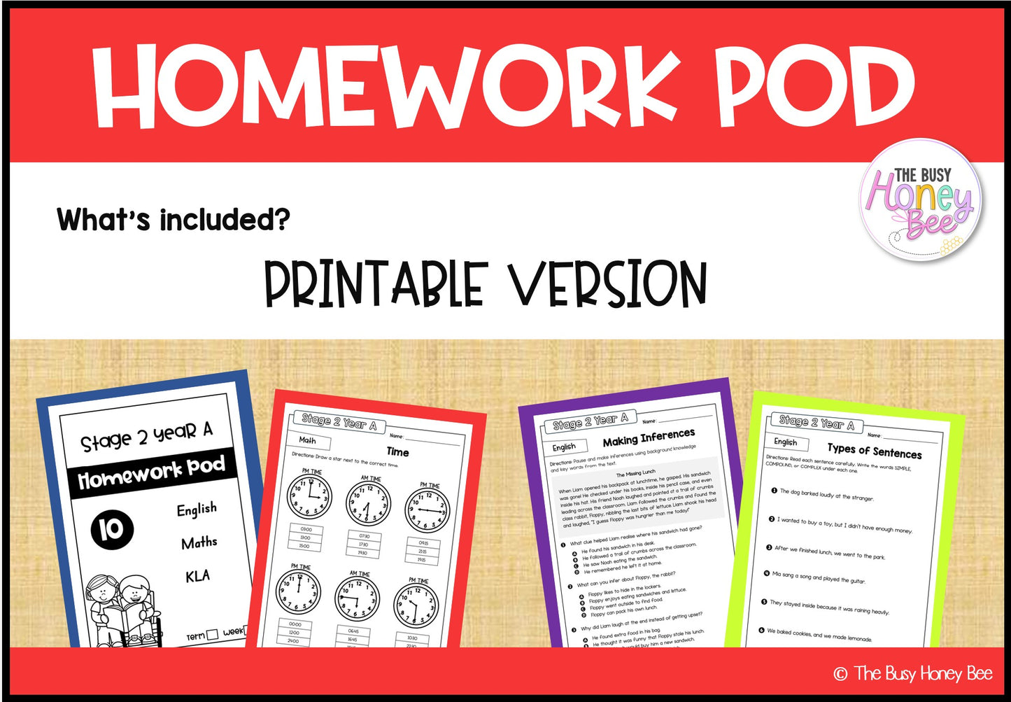 Stage 2 Year A Homework/Learning Pods Term 2 Mega Bundle
