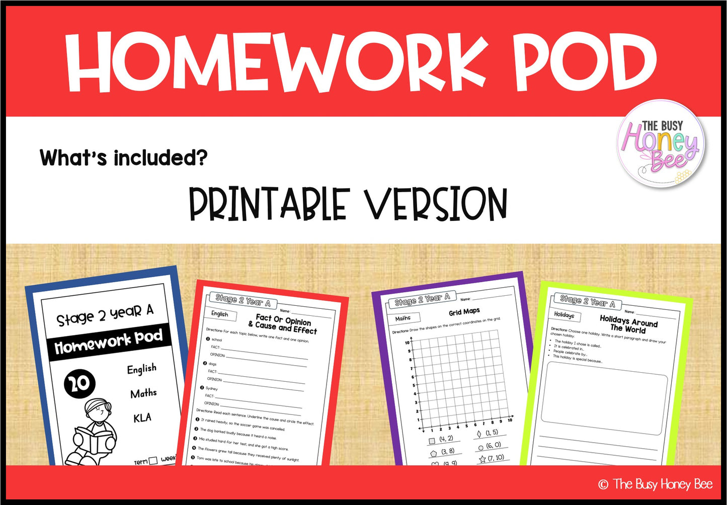 Stage 2 Year A Homework/Learning Pod 20
