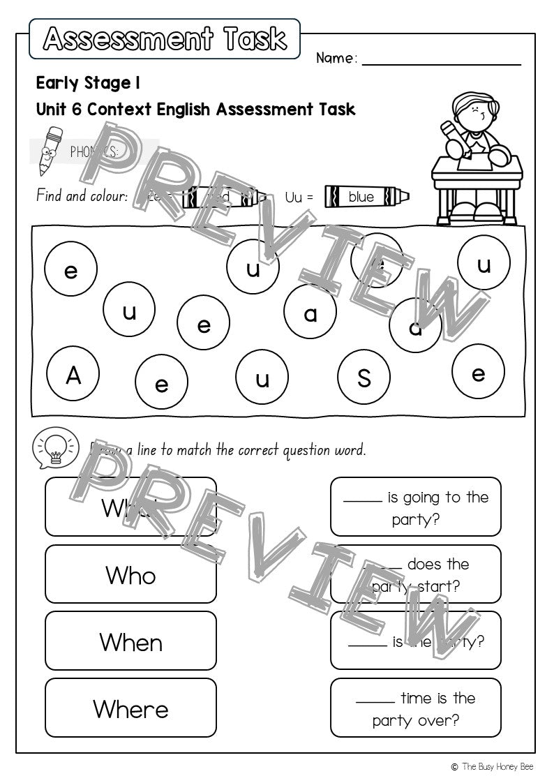 Early Stage 1 English Assessment Unit 6 Context
